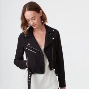 Club Monaco Black Cropped Moto Jacket